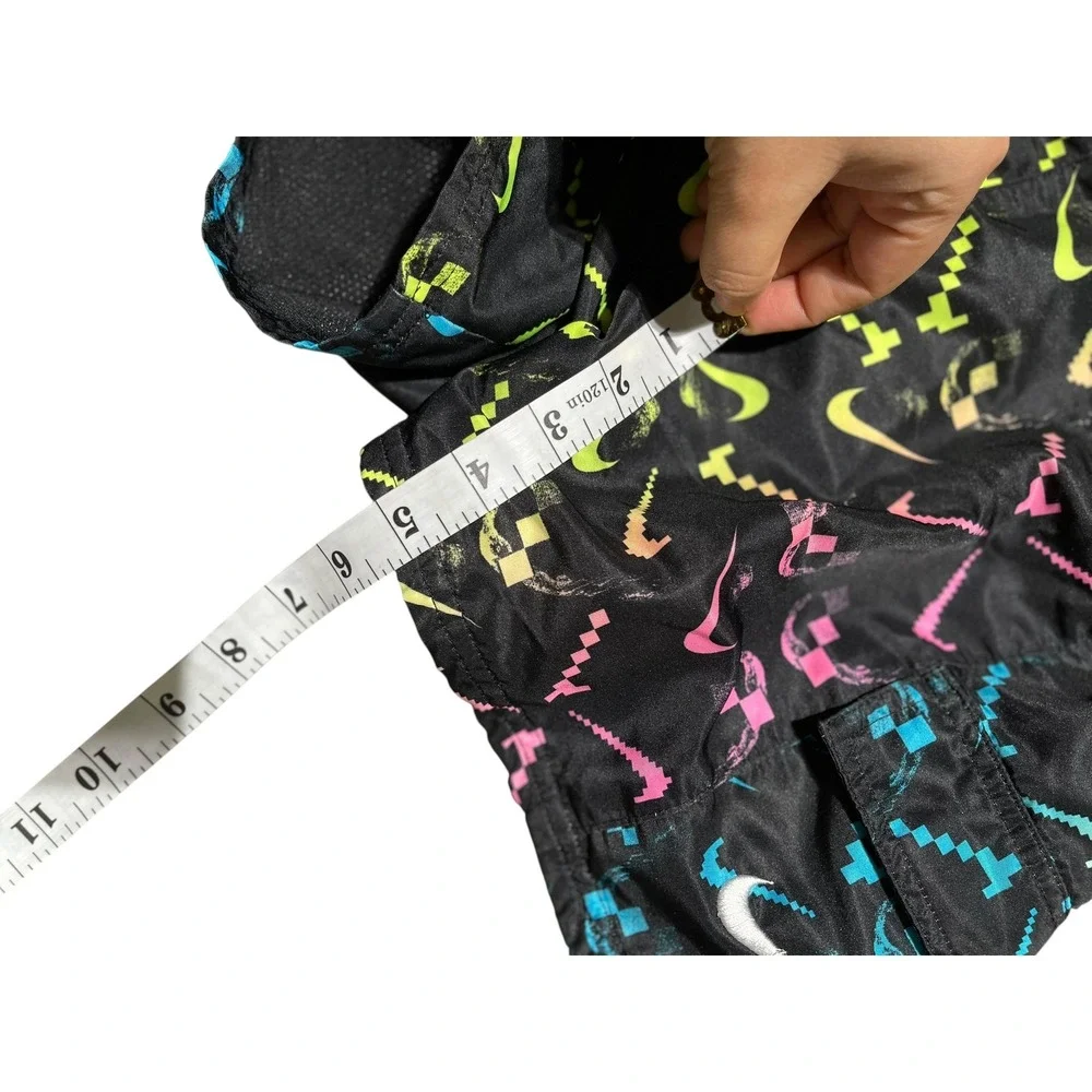 Nike Boys Swim Trunks Size M Black Pixel Swoosh Graphic Mesh‎ Lined